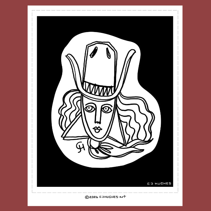 Cowgirl #1 - Tattoo Flash Sheet Inspired - Instant Download & Print