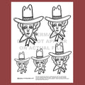 vintage style tattoo flash sheet cowgirl art by artist cj hughes
