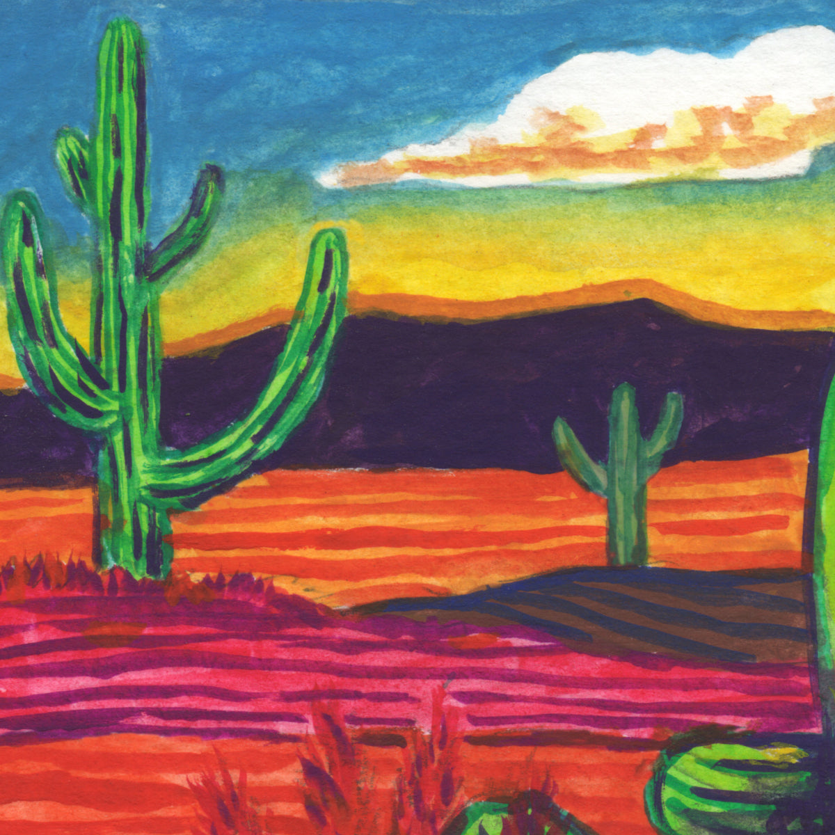 Detail of a desert scene with mountains