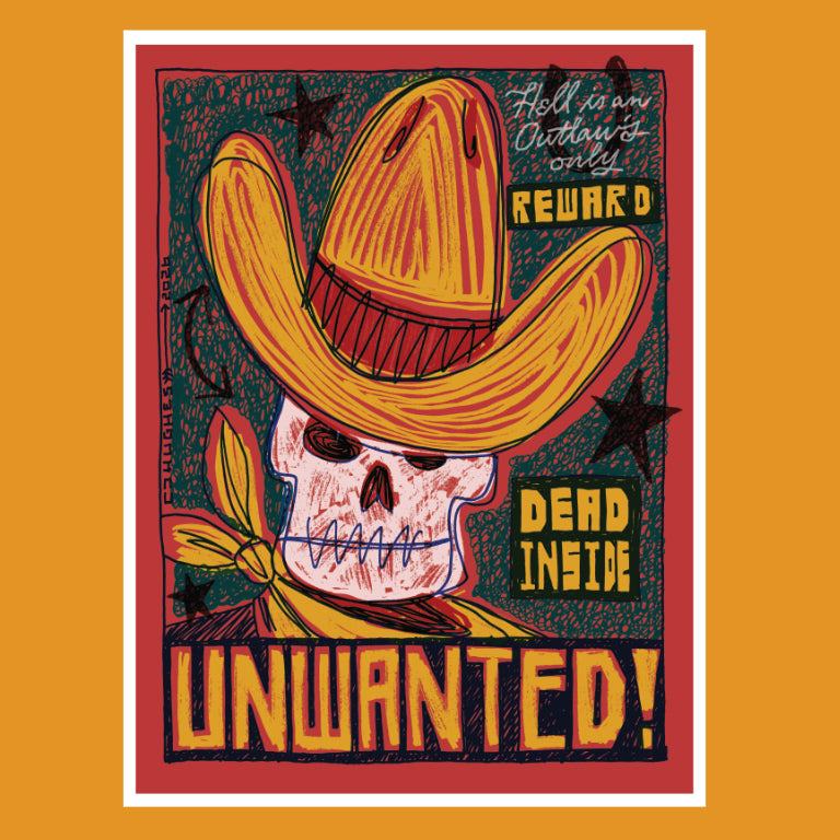 Unwanted western wanted poster art by CJ Hughes