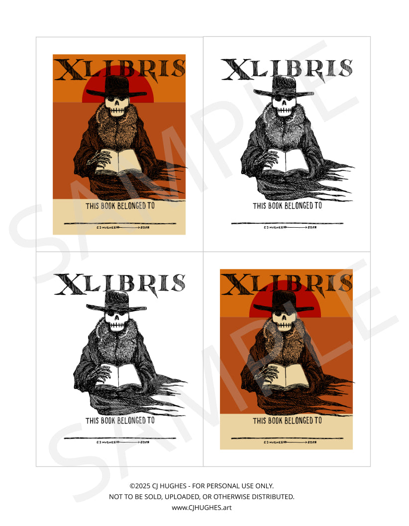 X Libris - Bookplate by CJ Hughes - digital download